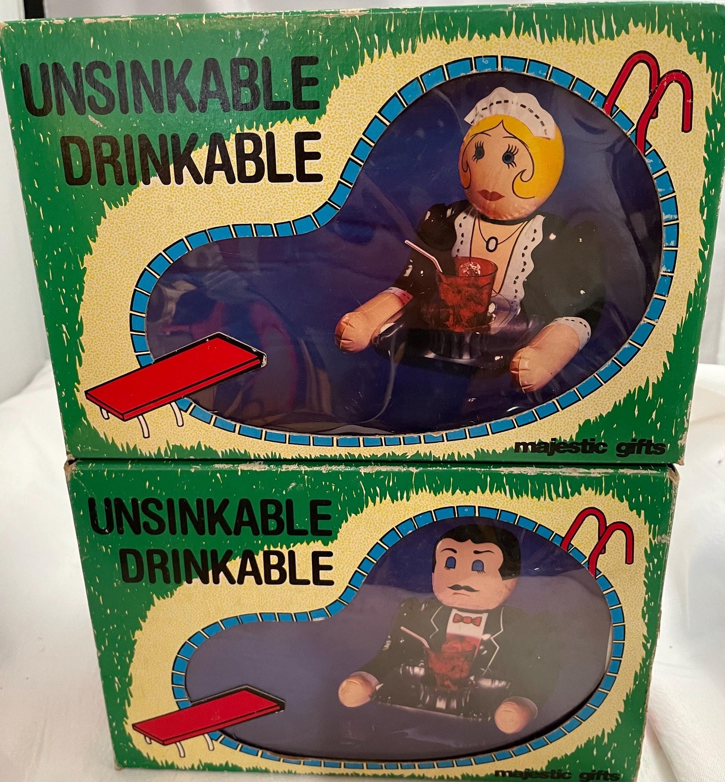 Rare Vintage Unsinkable Drinkable pool floaties. Maid/Butler.