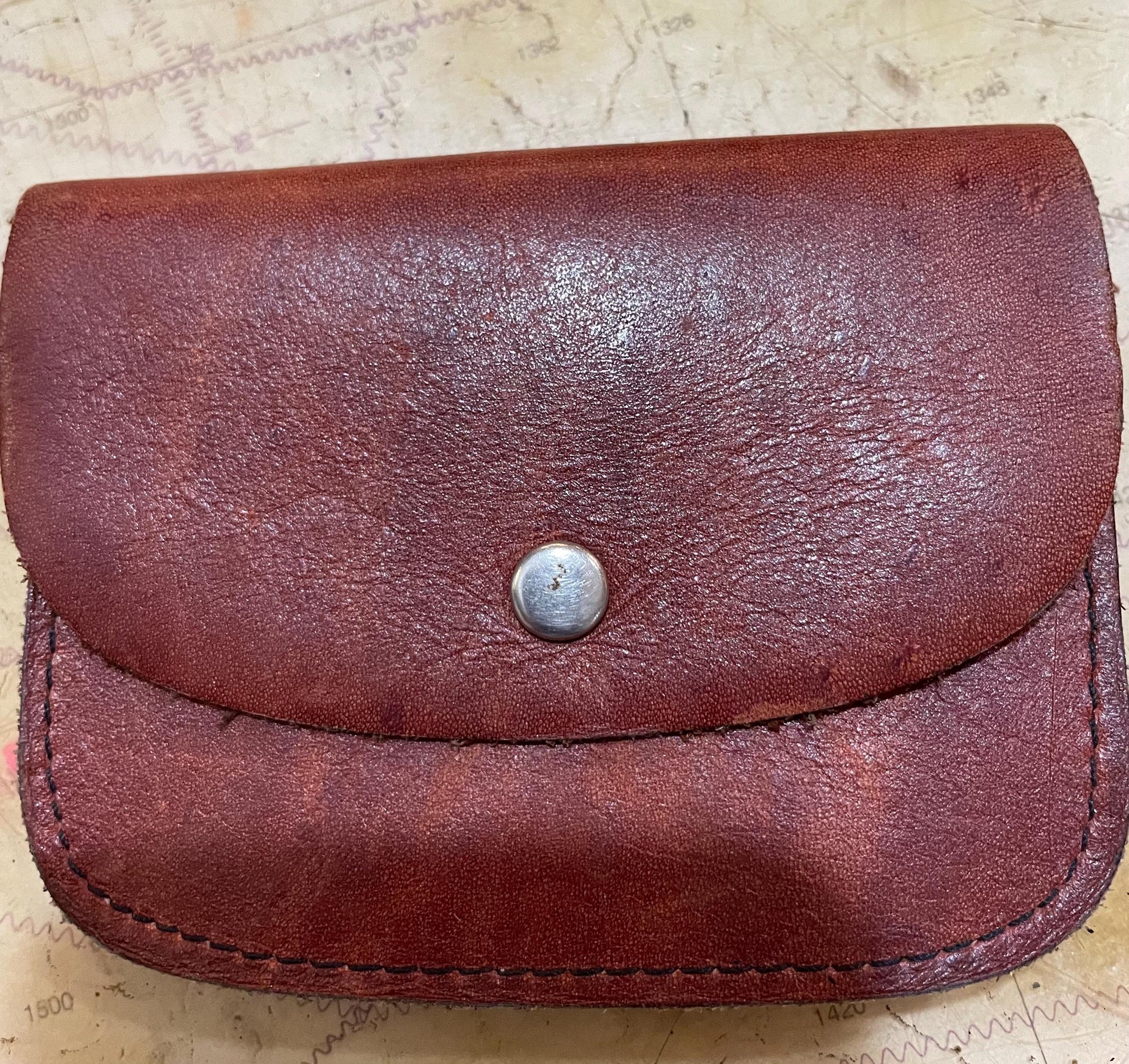 Vintage Genuine Sandalwood cowhide small Wallet.