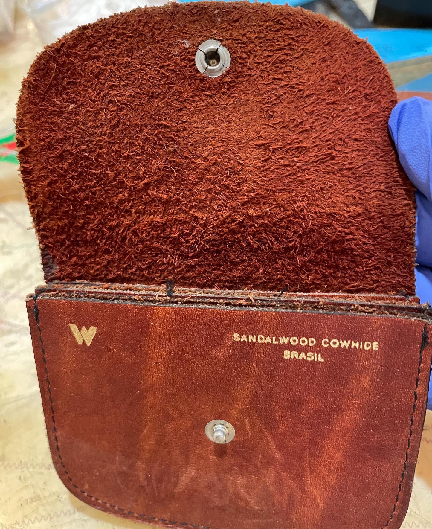 Vintage Genuine Sandalwood cowhide small Wallet.