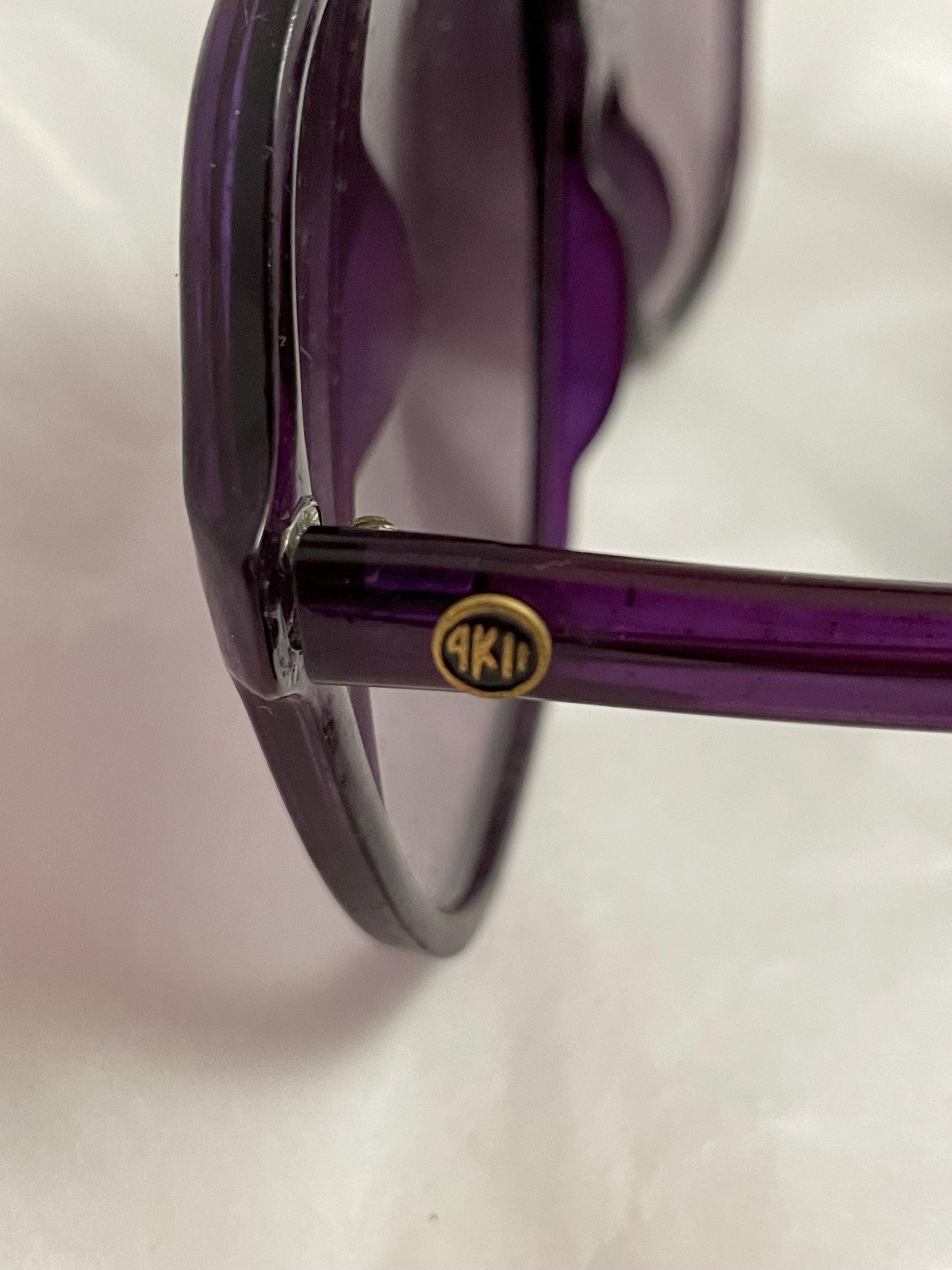Vintage Anne Klein ll large Framed Sunglasses. Purple, W/Case.