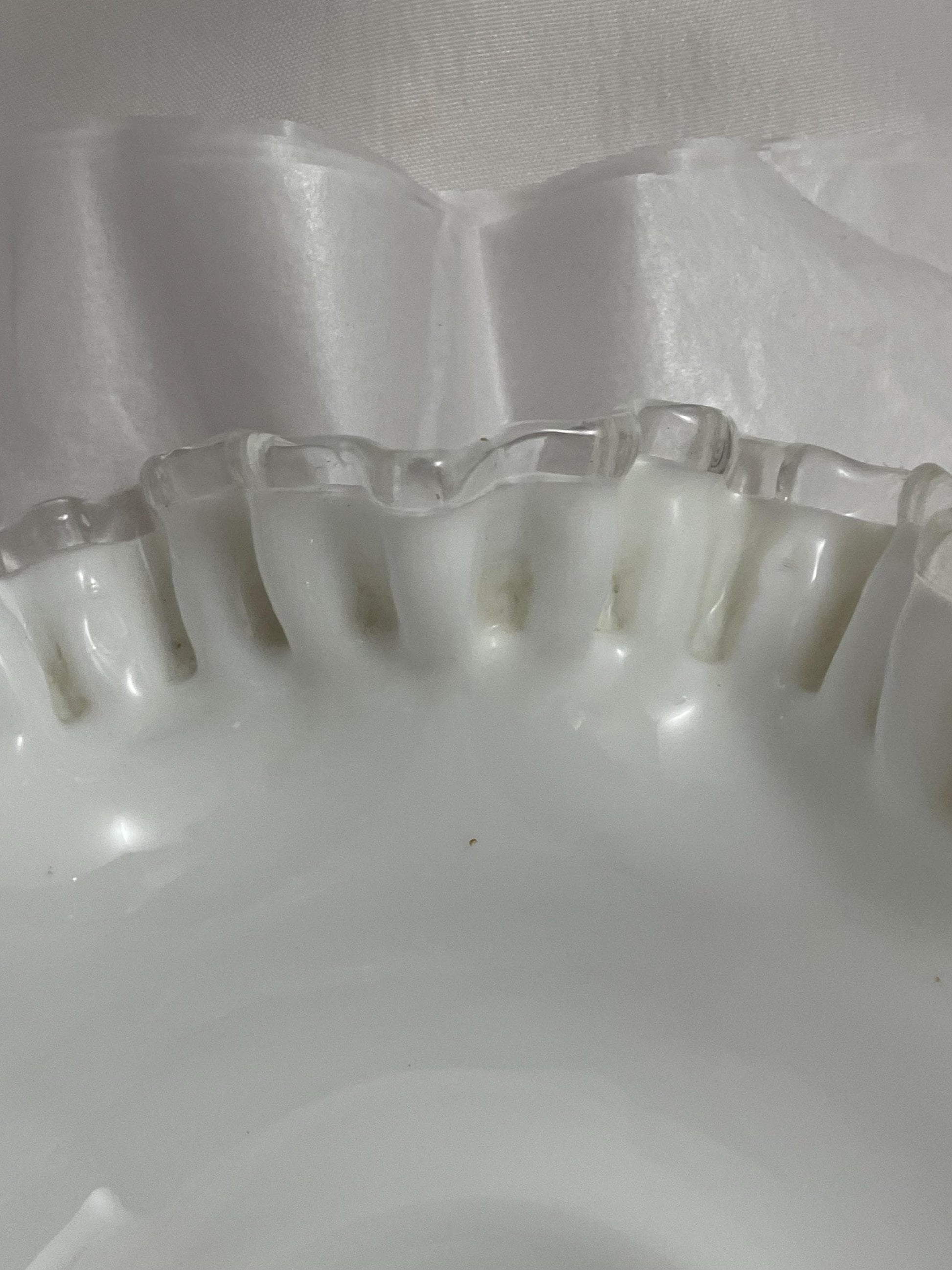 Fenton Silvercrest Glass Fruit Bowl W/ crimped & ruffled edges.