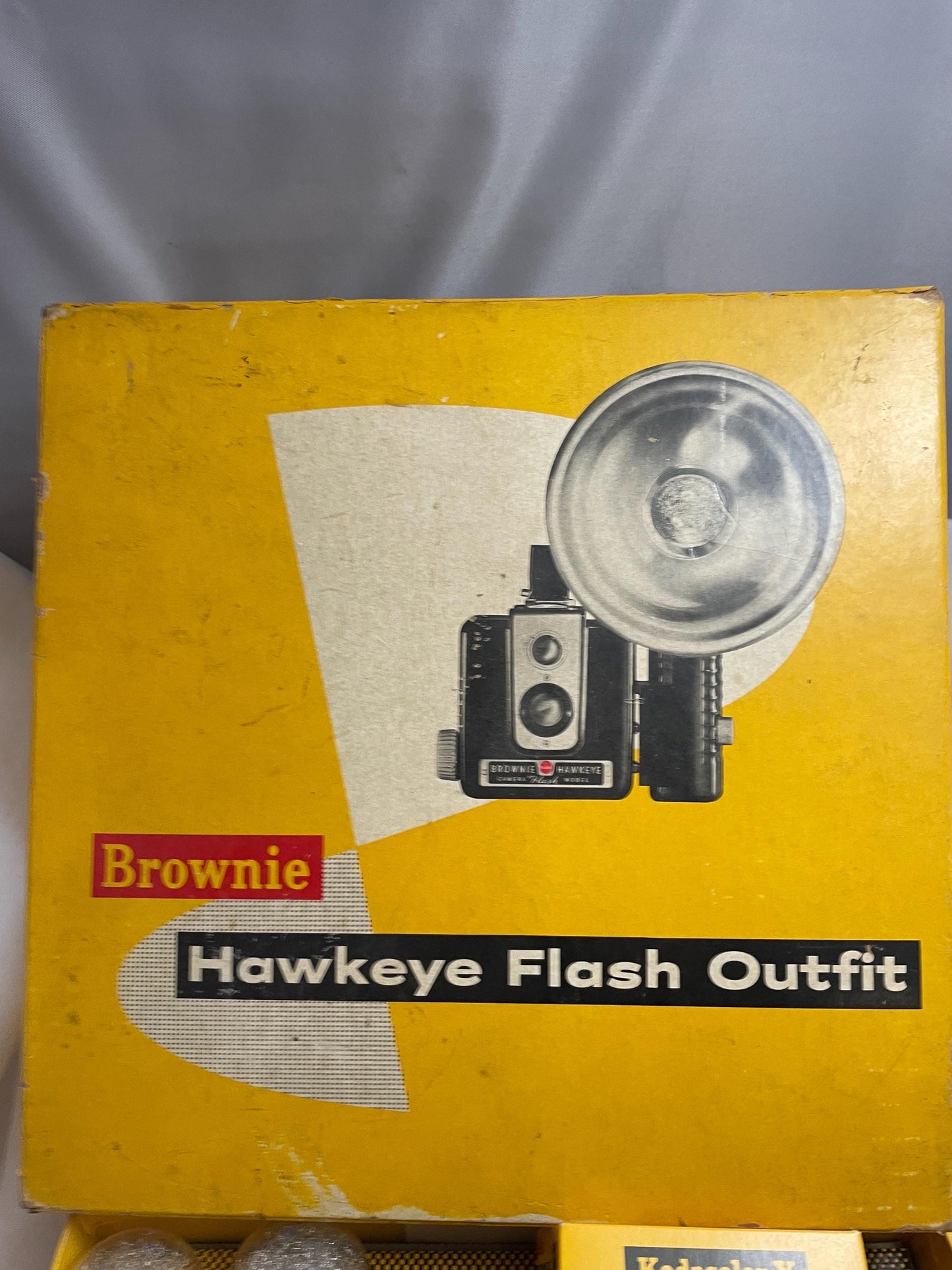 Vintage Kodak Brownie Hawkeye camera. In its original box. Flash Model. Extra Bulbs and Film included.