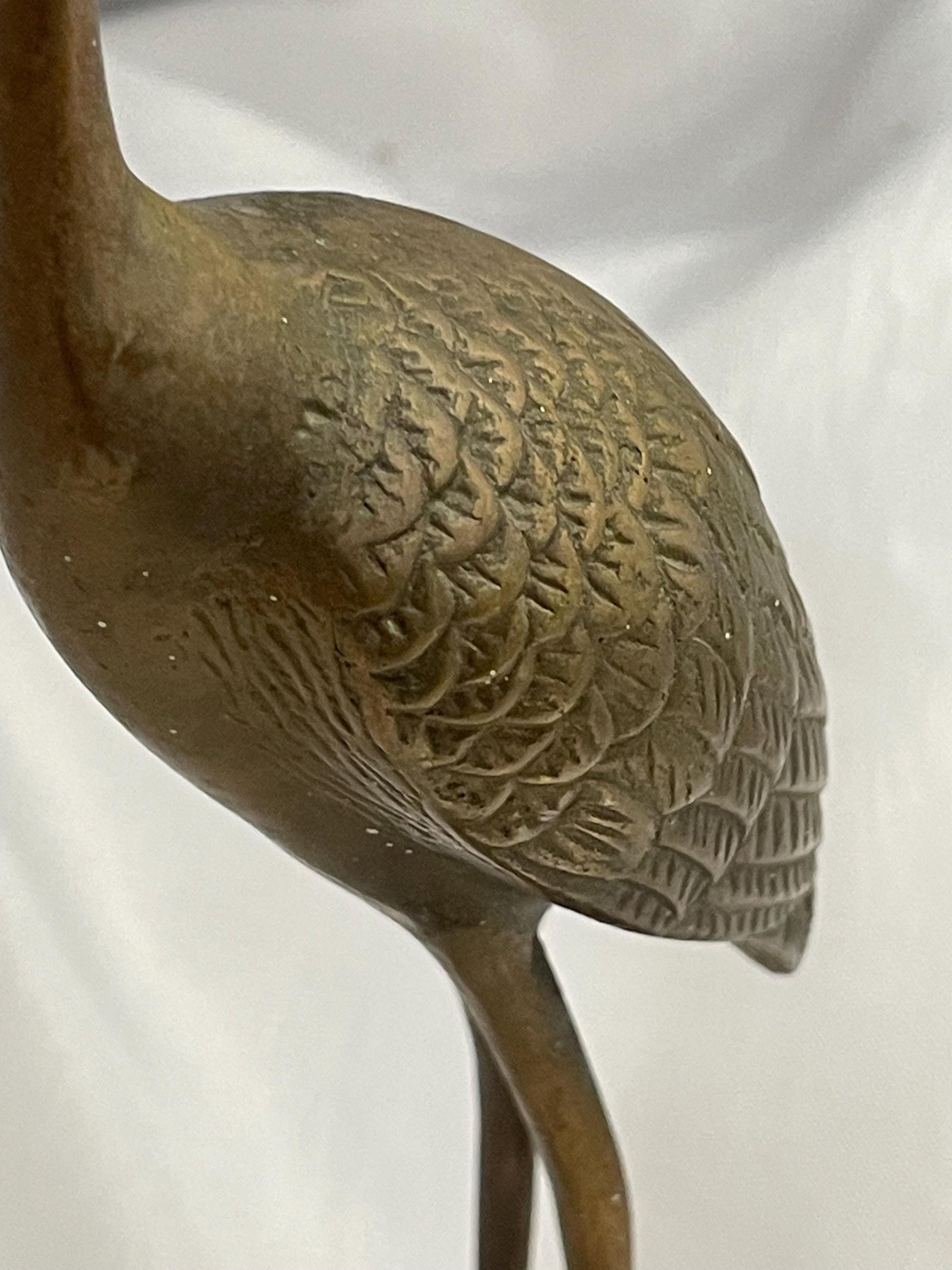 Vintage Brass Heron Crane bird Figurine.