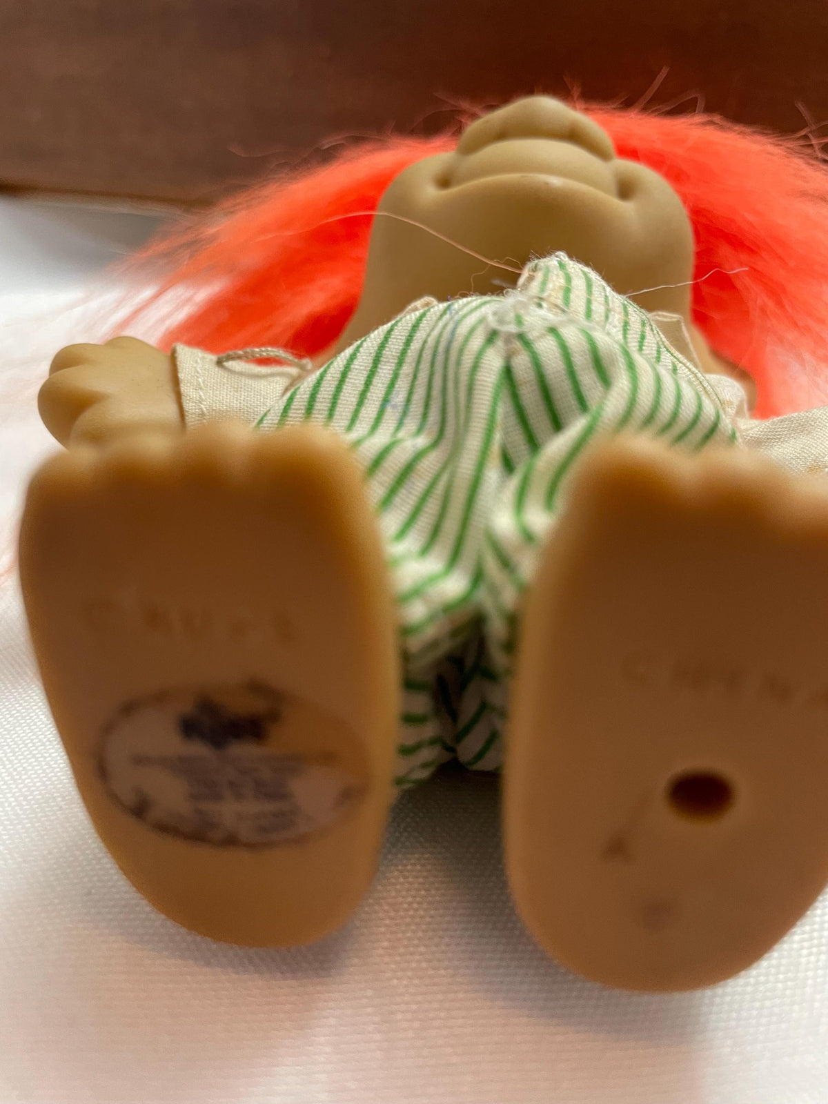 Vintage Russ Troll Golfer Doll w/ Visor hat. Orange hair 4 1/2”.