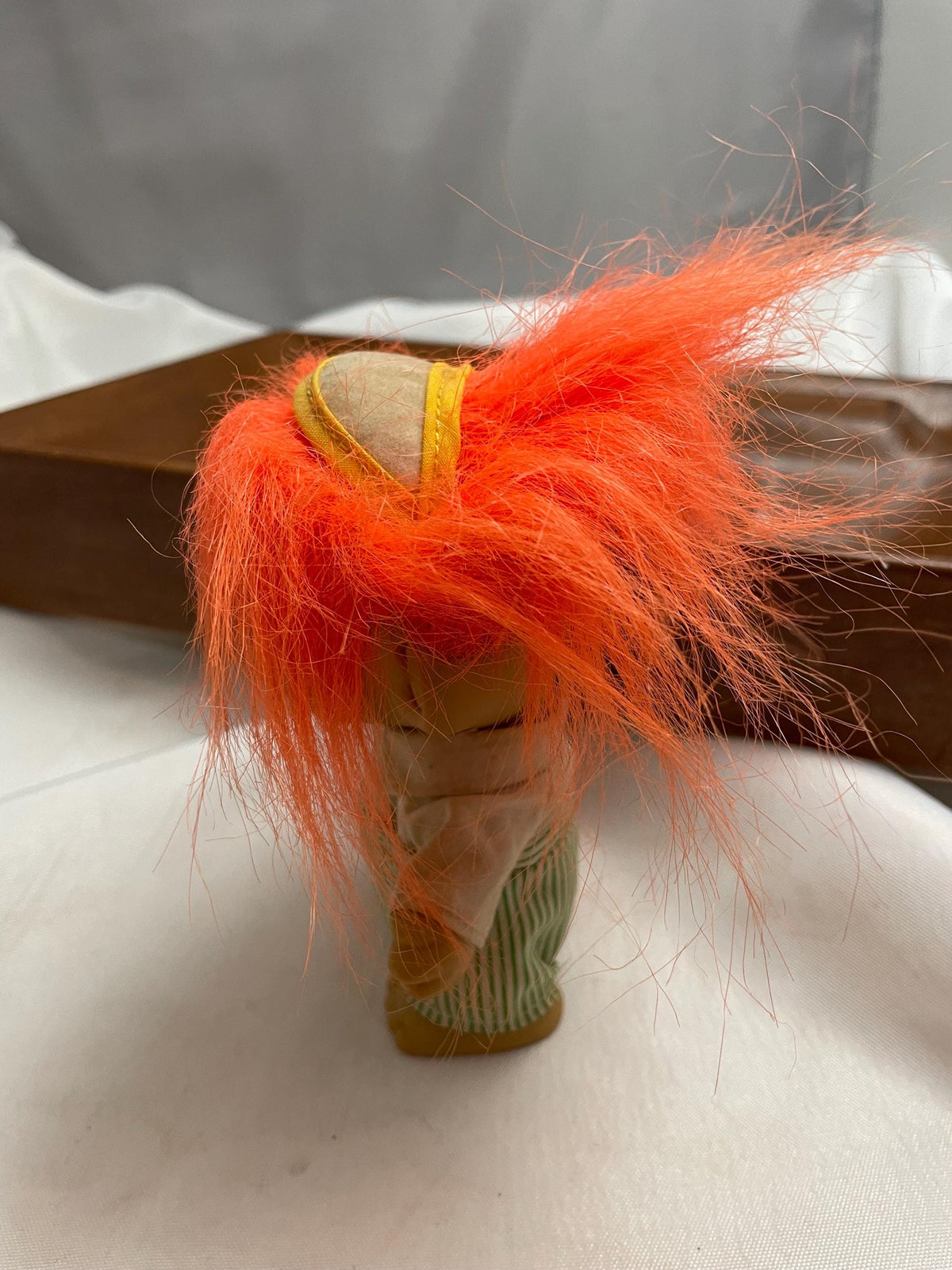 Vintage Russ Troll Golfer Doll w/ Visor hat. Orange hair 4 1/2”.
