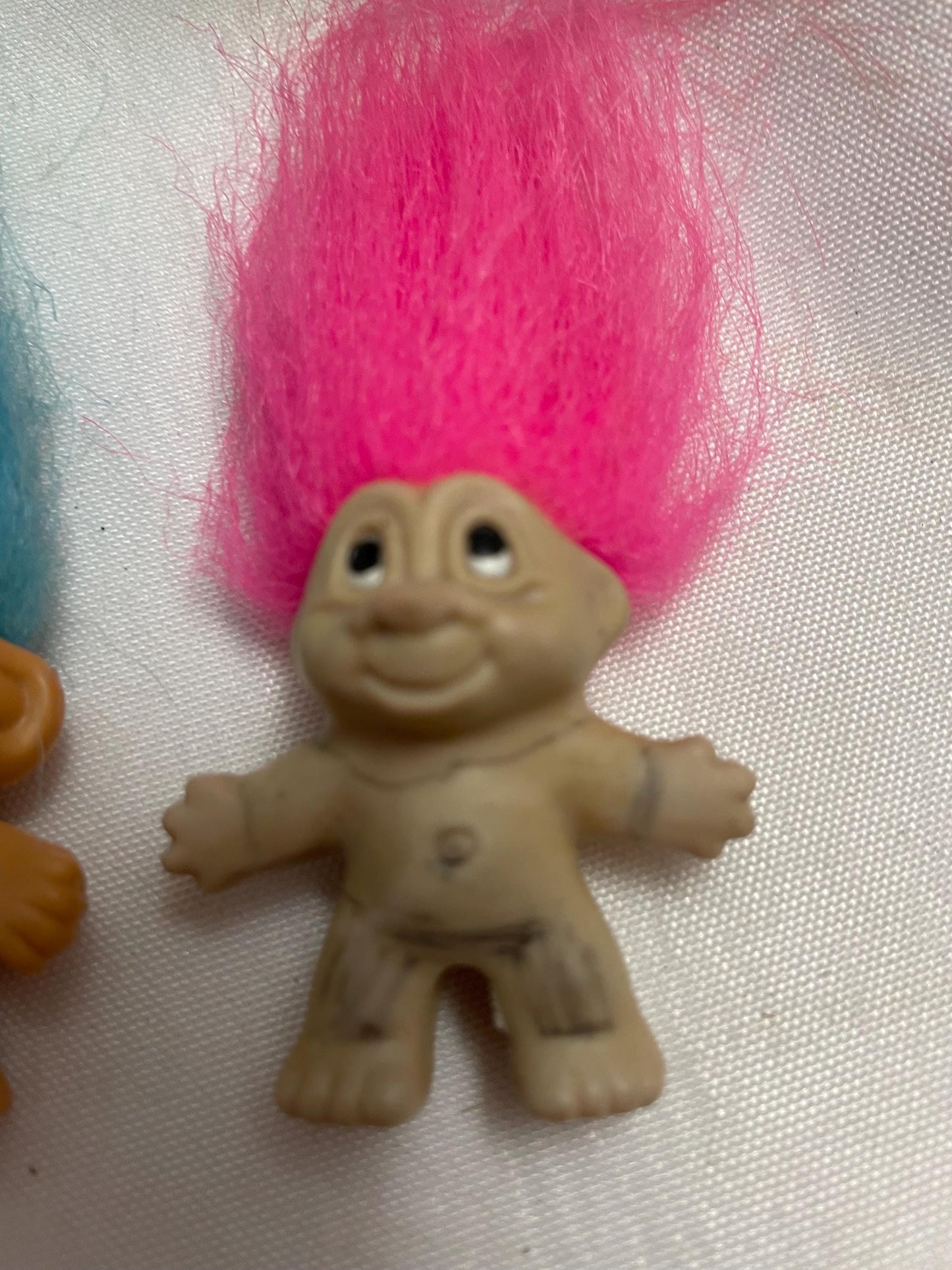 Vintage Thomas Dam Troll Pink/Blue haired Pencil toppers. set of 2. 1 1/2”.