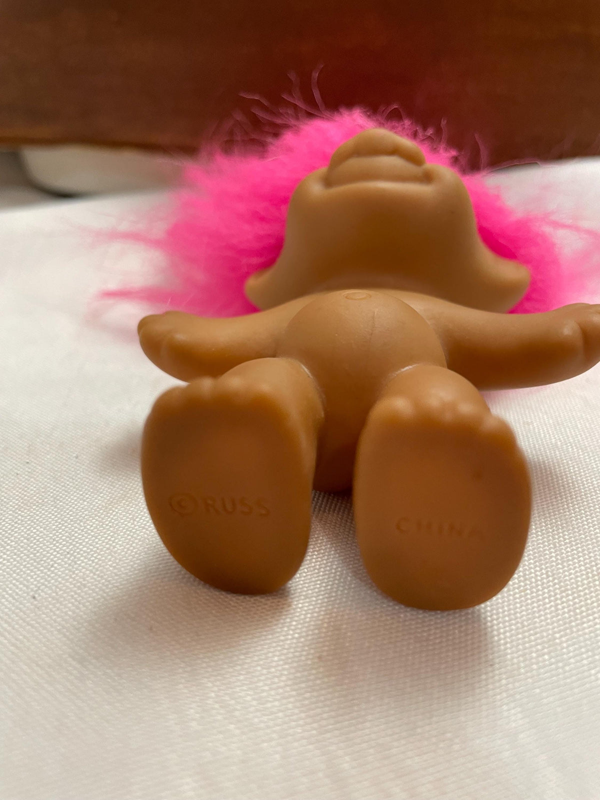 Vintage Russ Pink hair Troll doll. 3 1/2 “.