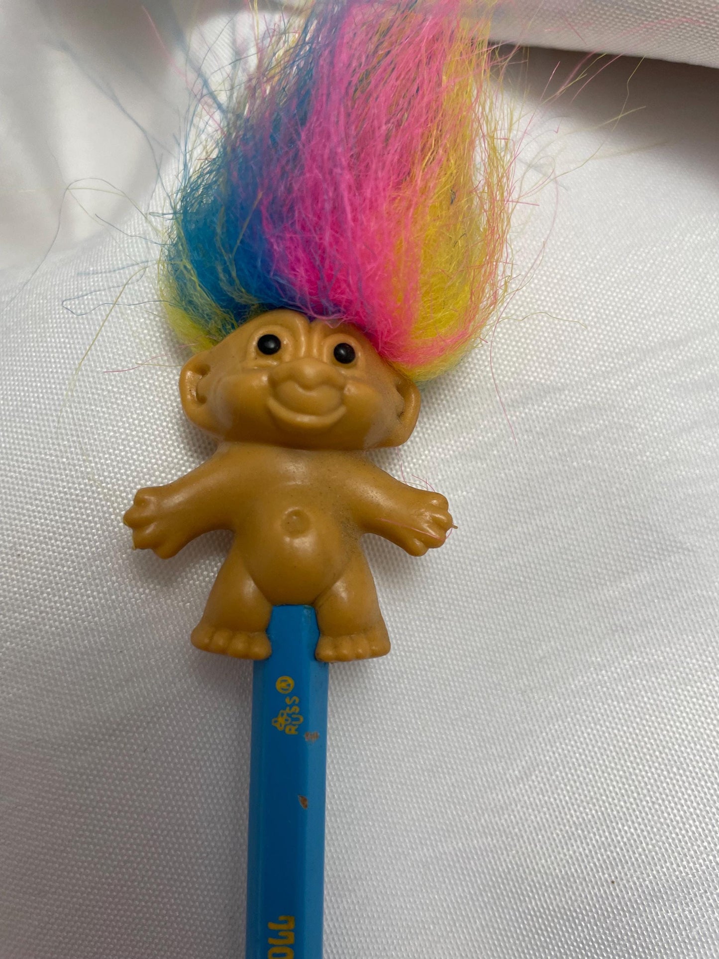 Vintage Russ Good luck Rainbow Troll Pencil with Topper.