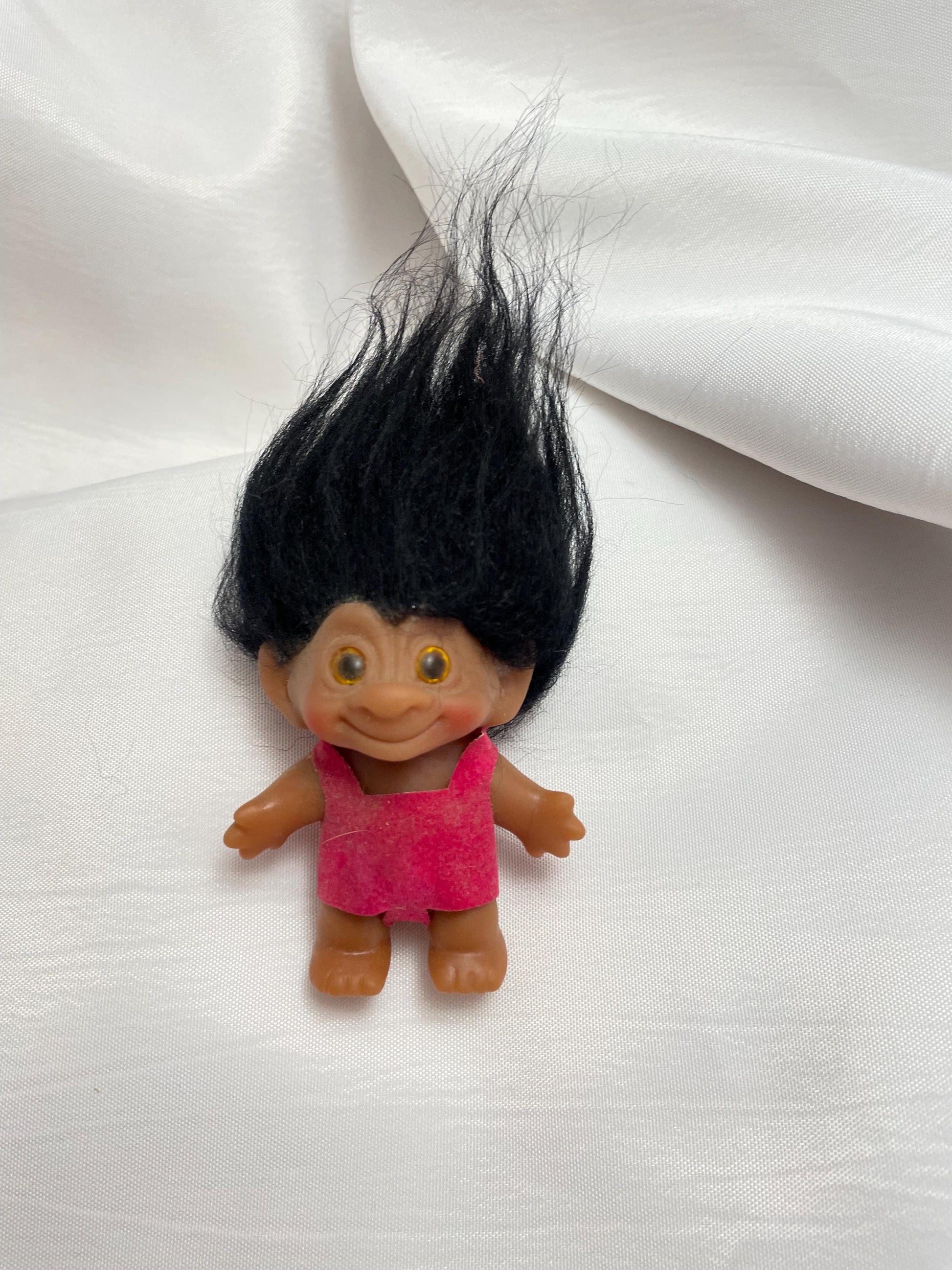 Thomas Dam Black hair Troll Doll. 3”