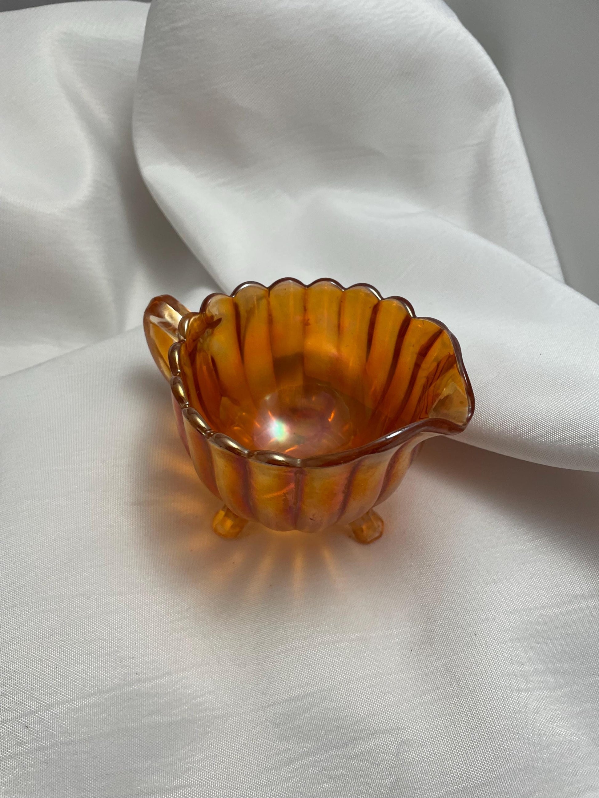 Vintage Marigold Carnival Glass Mini Pitcher/ Creamer.