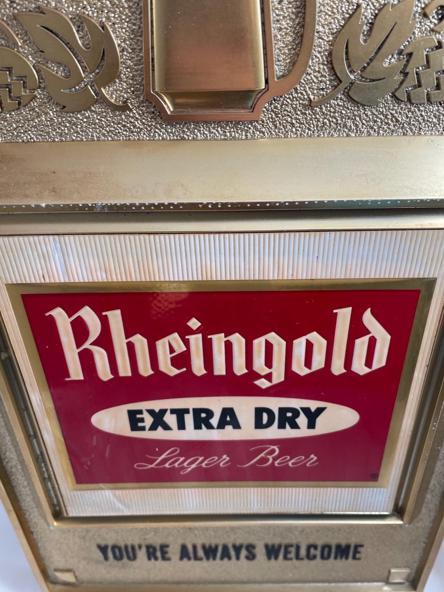 Vintage Rheingold Extra Dry Lager Beer Hanging “Your Always Welcome” Sign.