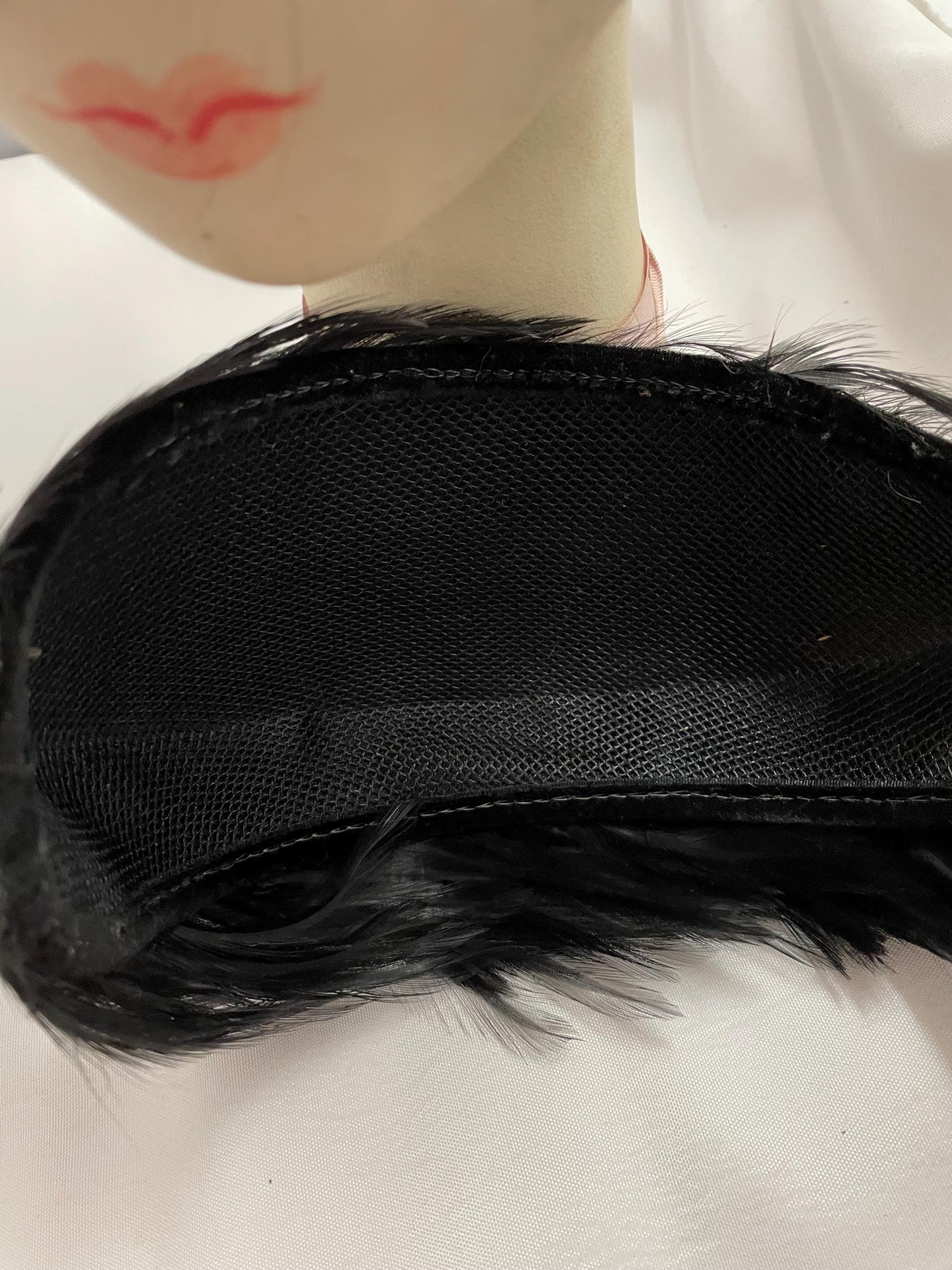 Vintage 1950’s Hat black velvet and genuine feathers flapper.