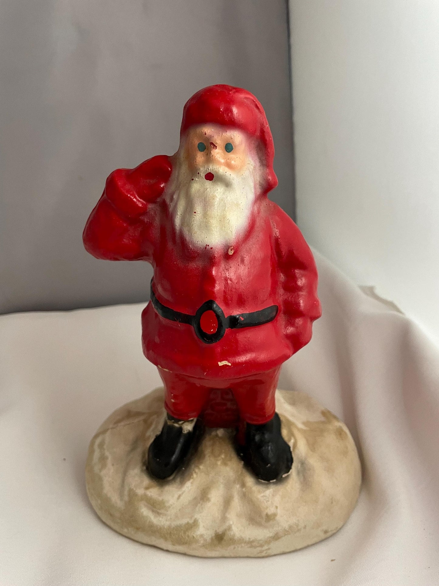 Antique Paper Mache and Wax covered Santa Claus Christmas.