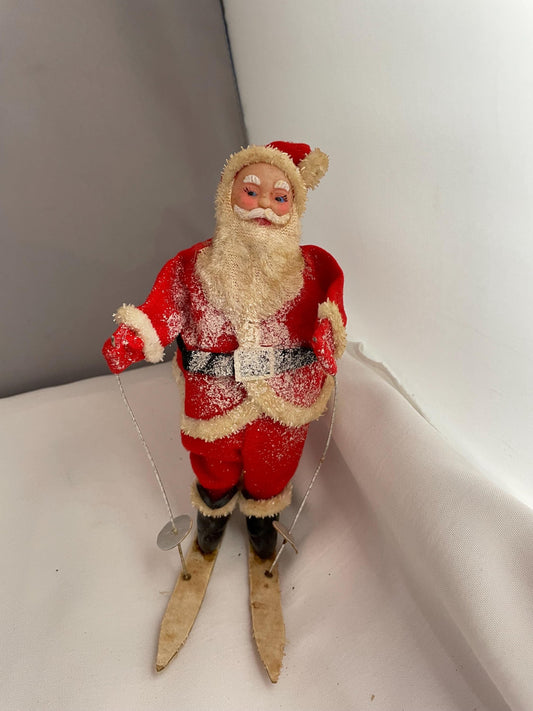 Vintage Christmas Santa Claus Skiing collectible decor.