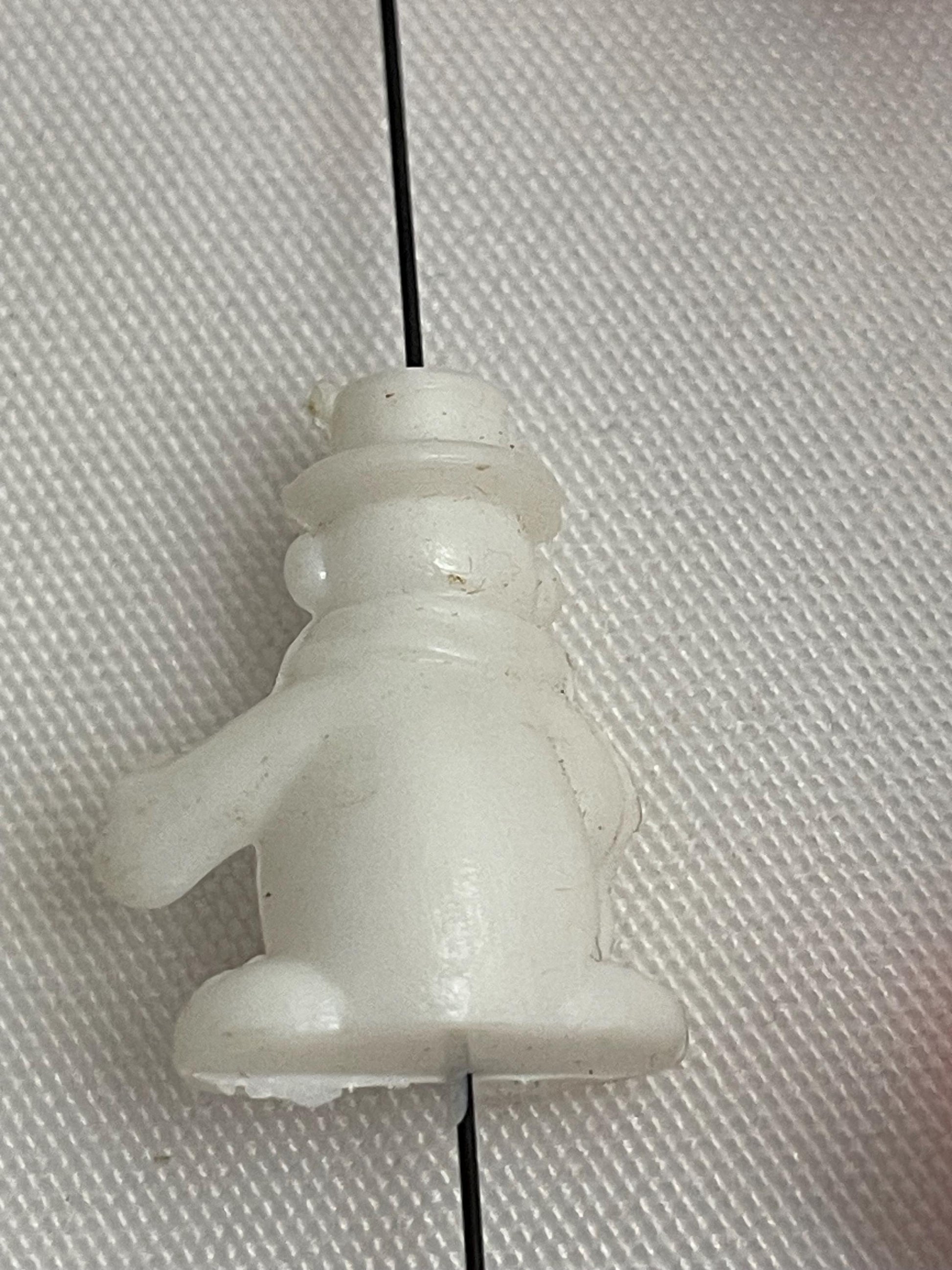 Vintage small Snowmen on wire. set of 3 . 1 Vintage Christmas bells on wire.