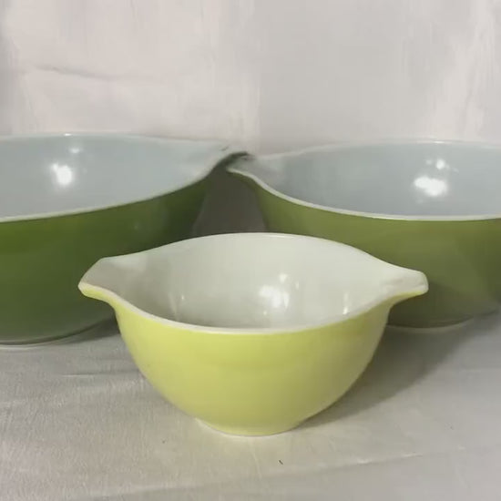 Vintage Green Porcelain Mixing Bowls | Set of 3 | Home & Living