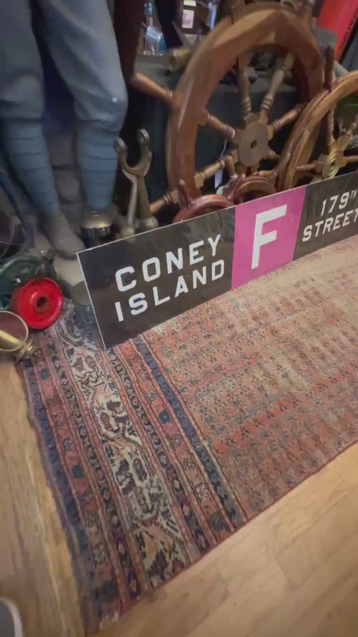 Vintage NYC Subway Sign Map - Coney Island to 179th Street F Line