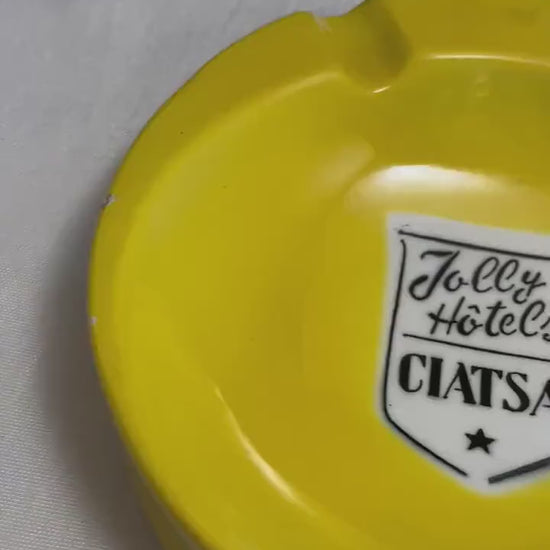 Jolly Hotels Ciatsa Souvenir Ashtray Yellow, Vintage Travel Memorabilia, Retro Hotel Collectible, Unique Gift