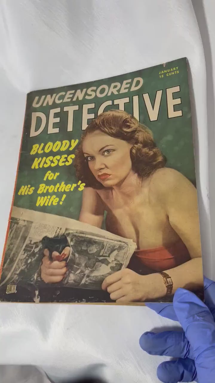 Uncensored Detective Magazine January 1949, Crime Story Collection, Detective Stories, Vintage Crime Magazine, True Crime Stories