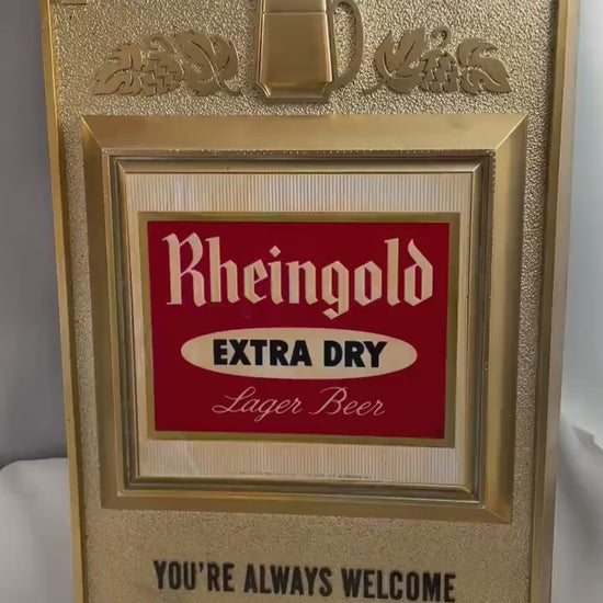 Vintage Rheingold Extra Dry Lager Beer Hanging “Your Always Welcome” Sign.