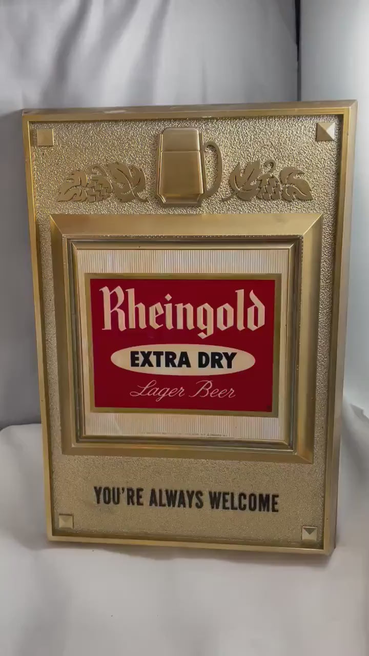 Vintage Rheingold Extra Dry Lager Beer Hanging “Your Always Welcome” Sign.