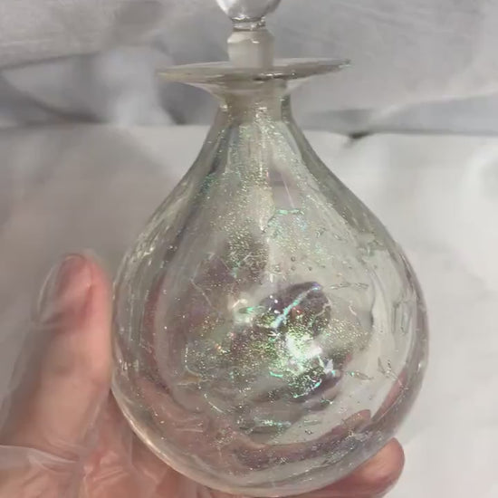 Vintage Clear Iridescent Glass Perfume Bottle | Vanity Storage