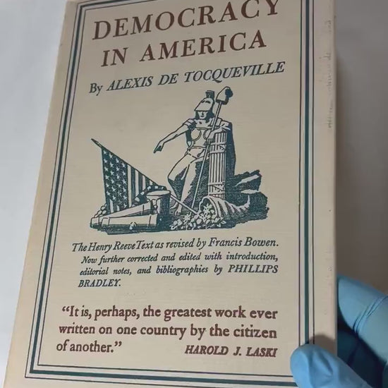 Democracy in America Hardcover Books Set, Volumes I & II, Alexis de Tocqueville, 17th Printing 1989, US Edition