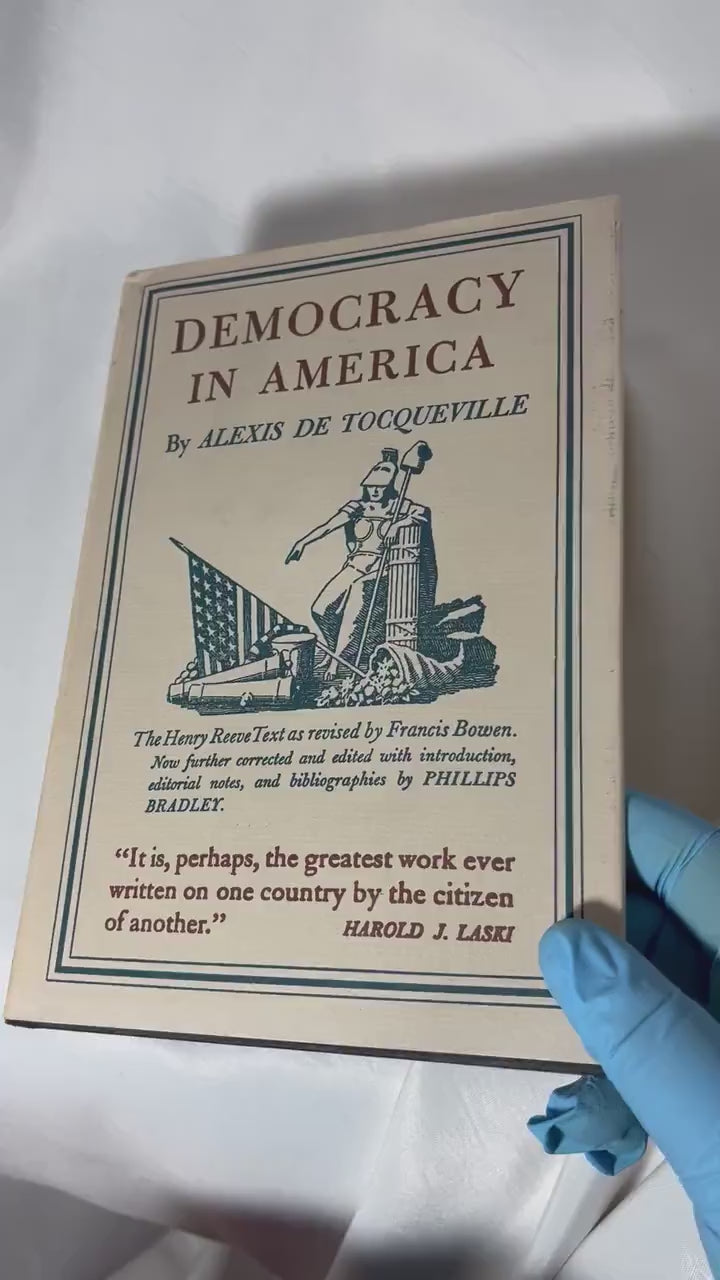 Democracy in America Hardcover Books Set, Volumes I & II, Alexis de Tocqueville, 17th Printing 1989, US Edition