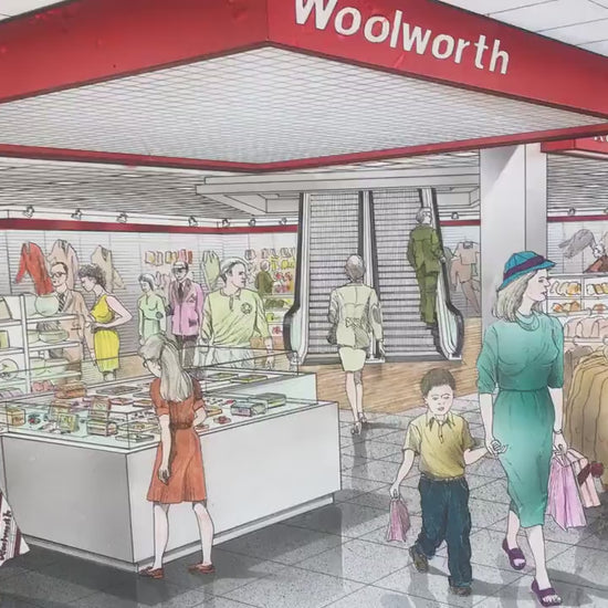 Vintage Woolworth Store Hand Drawn Poster | Home Decor