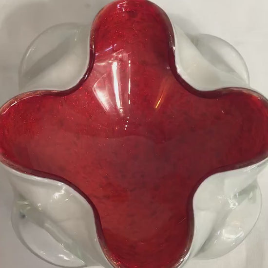 Vintage Red and White Sparkle Murano Glass | Home Decor