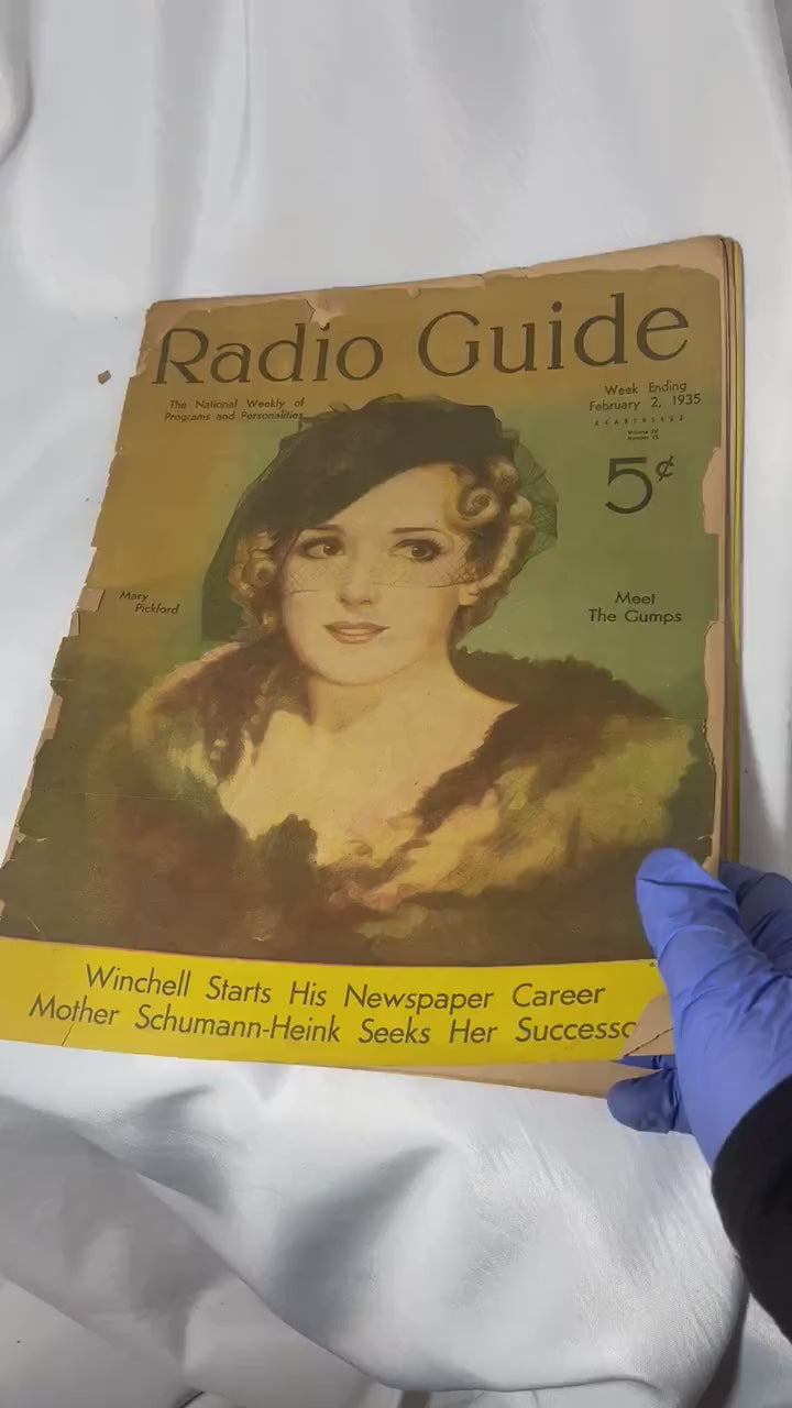 Vintage Radio Guide Feb. 1935 Mary Pickford, Golden Age of Radio, Depression Era Magazine