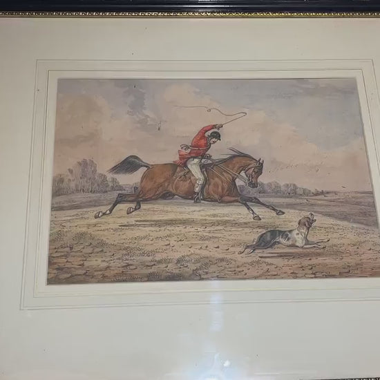 Henry Thomas Alken | Hand Colored Lithograph | 18th Century Sporting Painting | Glass Frame | Home Decor