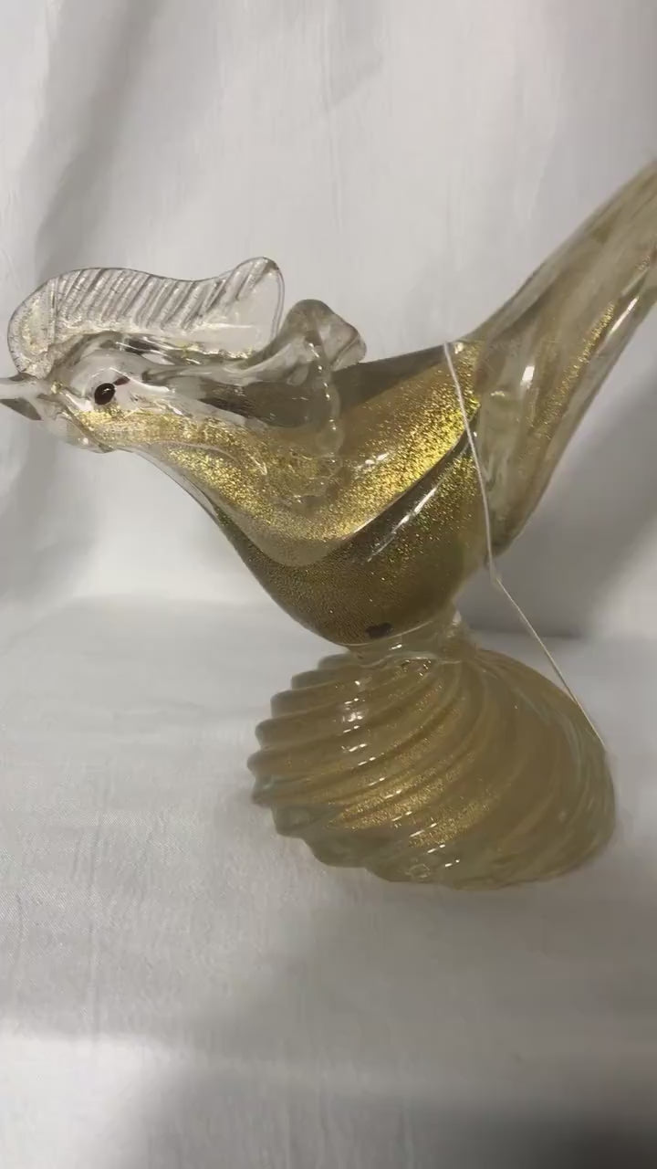 Vintage Gold Glass Bird Sculpture | Glass Sculptures & Figurines