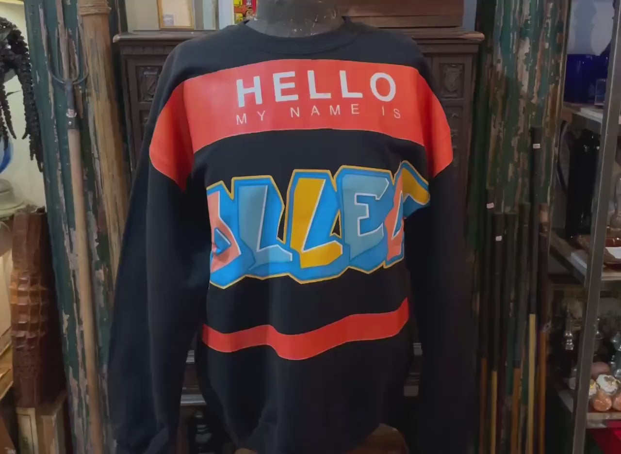 Collect Crewneck Sweatshirt with 'Hello My Name is' and 'Collect' Graphics