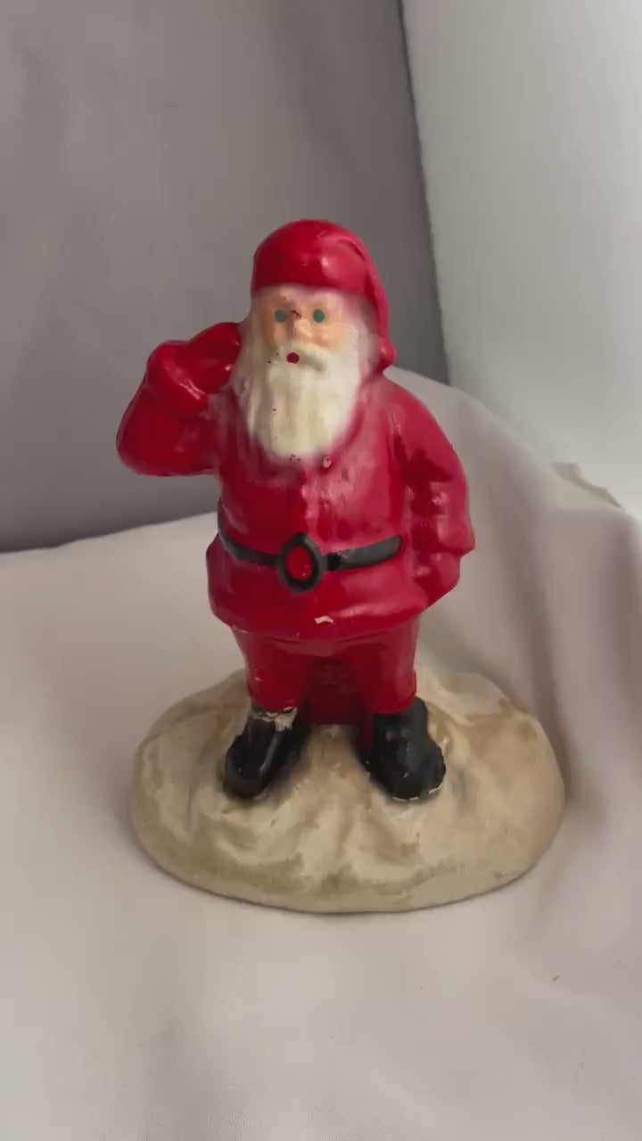 Antique Paper Mache and Wax covered Santa Claus Christmas.