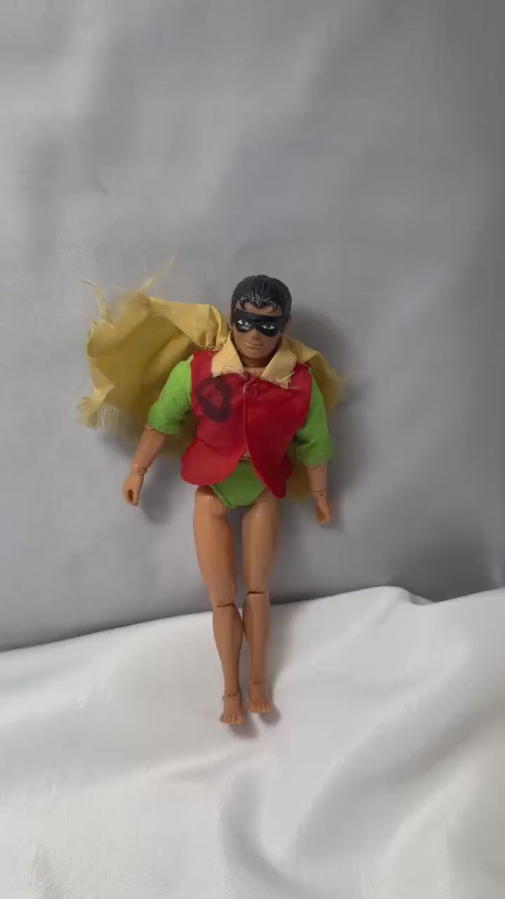 Vintage 1972 Mego Robin Action Figure Toy, Retro DC Comics Hero Memorabilia