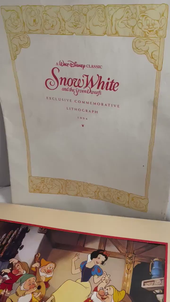 Disney’s Classic Snow White and the seven dwarf’s Exclusive Commemorative Lithograph 1994.