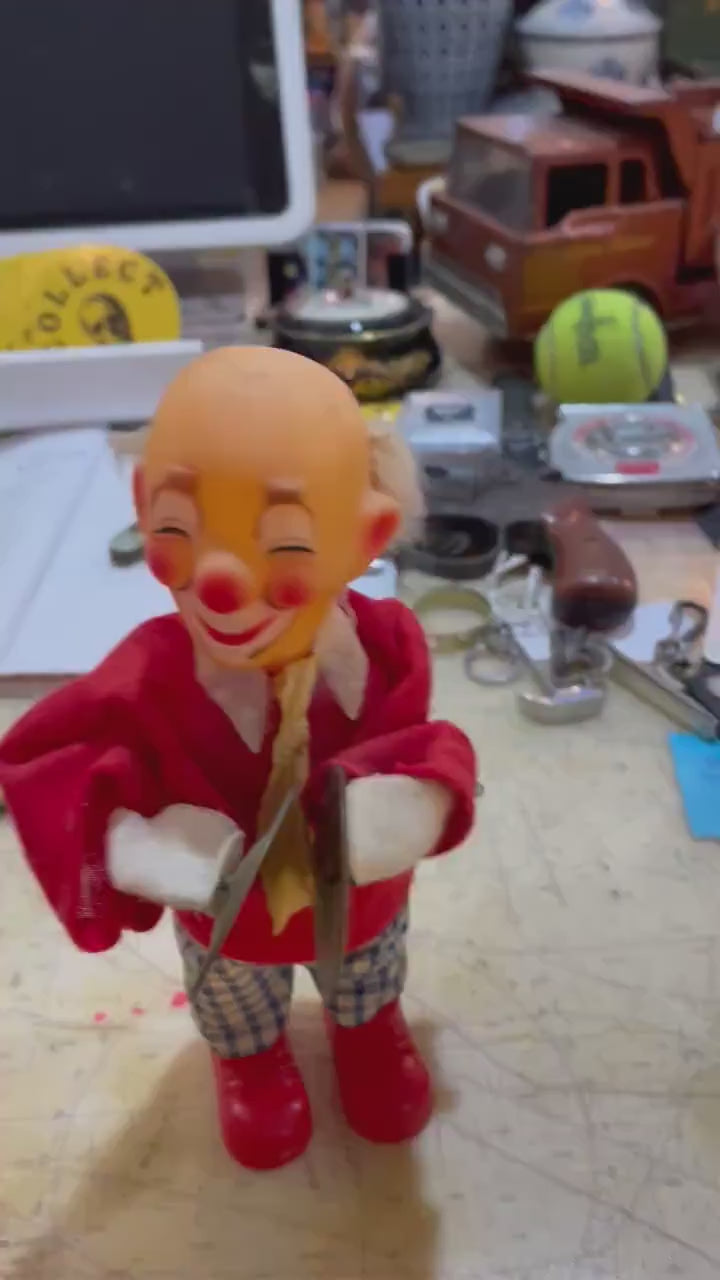 1960’s Musical wind up clock work Cymbol playing Clown toy.