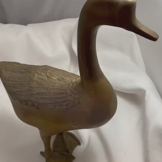 Large Brass Duck Figurine statue. 13” tall.