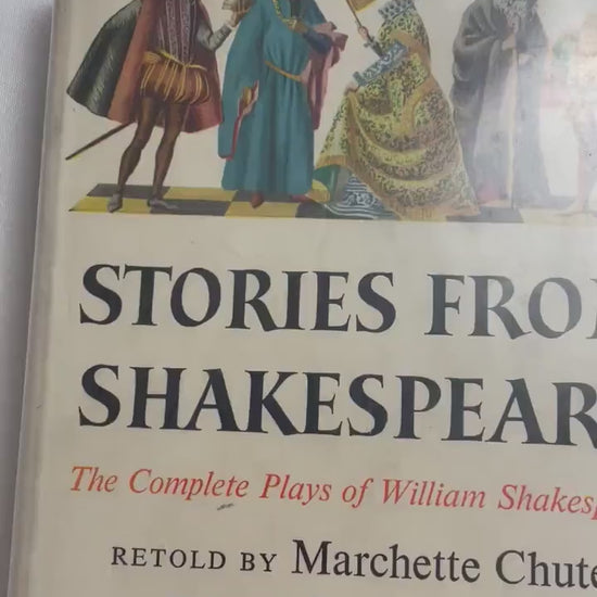 Vintage 1956 Shakespeare Stories Book by Marchette Chute, Fifth Printing Edition, English Language Classic Literature