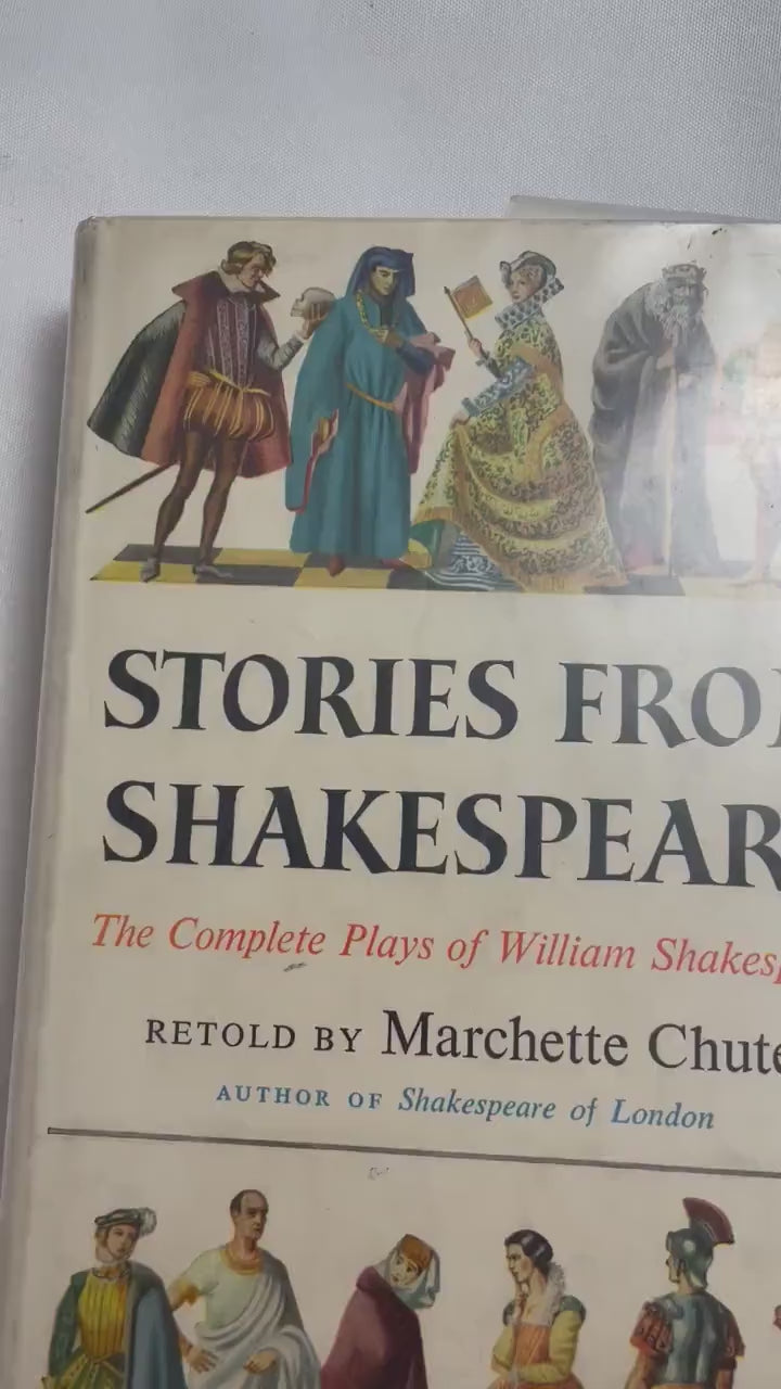 Vintage 1956 Shakespeare Stories Book by Marchette Chute, Fifth Printing Edition, English Language Classic Literature